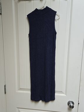 George Kids Sleeveless Navy Mock Neck Midi Dress Slim Fit